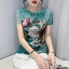 KQL A55N9962时尚纱网印花定位花修身显瘦洋气T恤 商品缩略图3