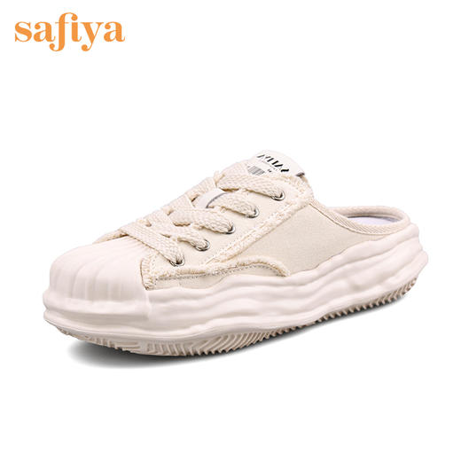 Safiya索菲娅贝壳头溶解底帆布休闲拖鞋2022新款网红风小白拖穆勒拖SF23110401 商品图2