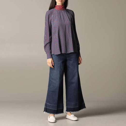 KENZO 高田贤三 女士系带图案印花围巾领长袖衬衫 混色 FA52 TO170 51F 73 商品图3