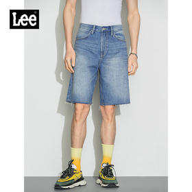 Lee商场同款22春夏新品101+宽松浅蓝男牛仔短裤LMB1009036VG-537