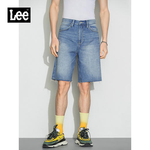 Lee商场同款22春夏新品101+宽松浅蓝男牛仔短裤LMB1009036VG-537 商品图0