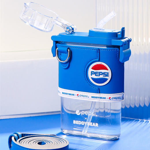 【官方防伪】杯具熊&百事联名夏季吸管杯Tritan材质网红方形水杯男女便携学生 商品图3