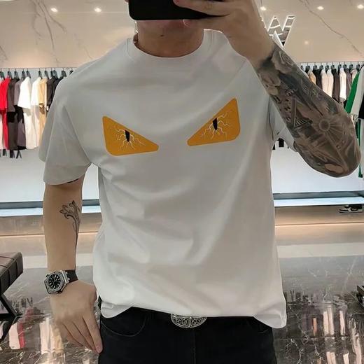 F1NDI 22夏季裂纹小怪兽恶魔眼胶印纯色T恤衫男宽松短袖 商品图1