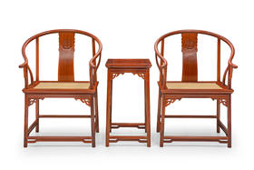 红桥红  家具严选  缅甸花梨（大果紫檀）【藤面 恭王府 寿字纹 圈椅 三件套】