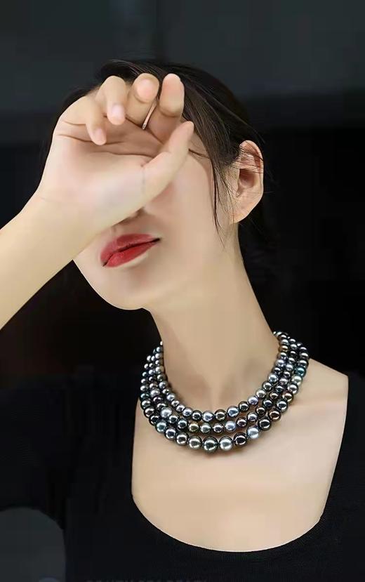 9-12mm大溪地黑珍珠混彩黑珍珠整圈项链 商品图2