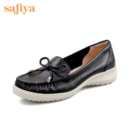 商场同款| 索菲娅蝴蝶结优选牛皮按摩舒适底豆豆鞋2022秋坡跟妈妈单鞋SF23111039 商品图2