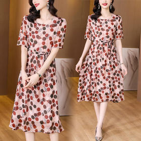 AHM ajd615时尚气质宽松大码优雅复古贵夫人裙