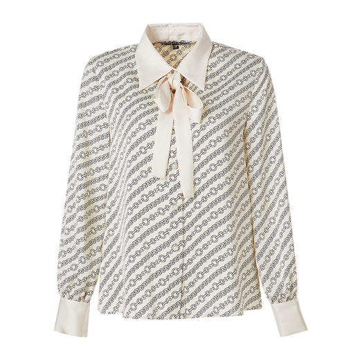 EITIE爱特爱秋季新款时尚通勤印花飘带衬衫女上衣6709415 商品图5