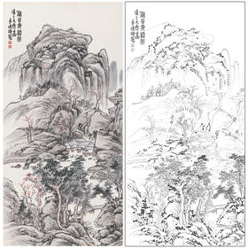 陈师曾工笔画白描底稿《秋山夜话》山水底稿FS18