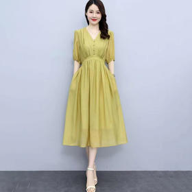 连衣裙女2022新款夏季感法式高腰显瘦泡泡袖惊艳长裙 YYM1236