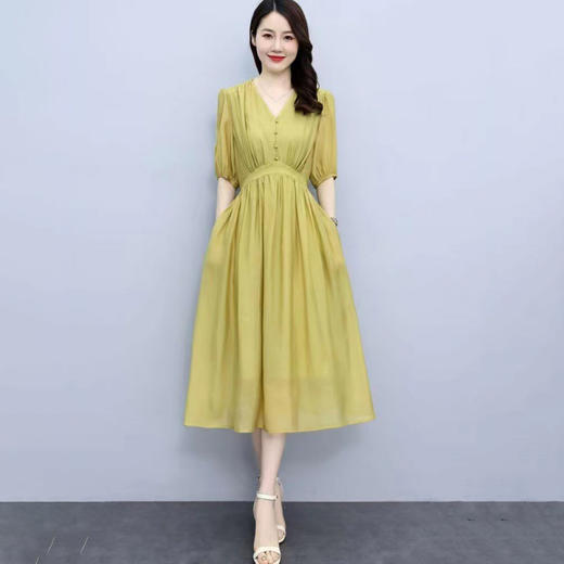 连衣裙女2022新款夏季感法式高腰显瘦泡泡袖惊艳长裙 YYM1236 商品图0