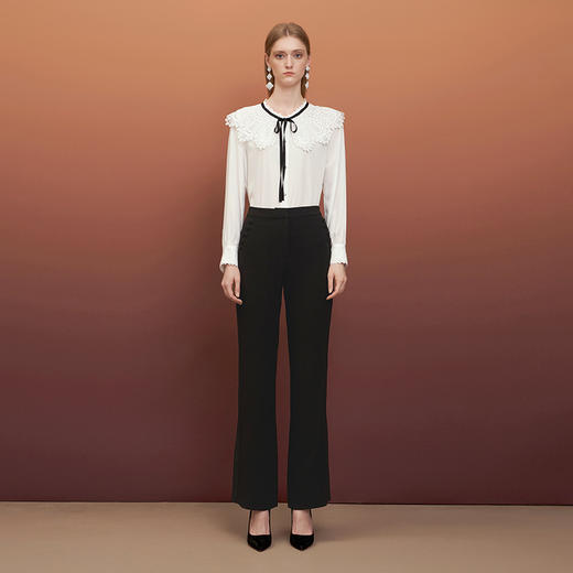 EITIE爱特爱秋季新款时尚温柔可爱百搭显瘦飘带上衣衬衫6709402 商品图3