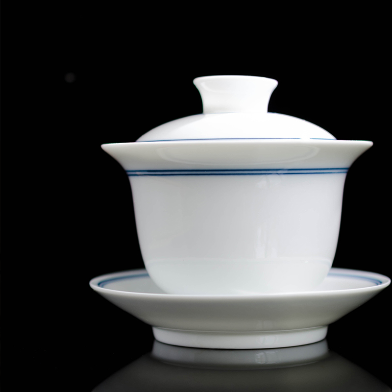 莺歌陶坊 双线青边盖碗 实用方便