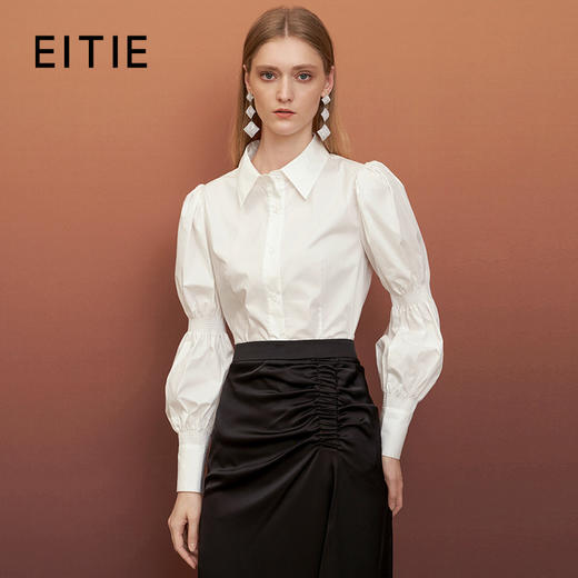 EITIE爱特爱秋季新款纯色通勤百搭衬衬衣女士小上衣6709407 商品图0