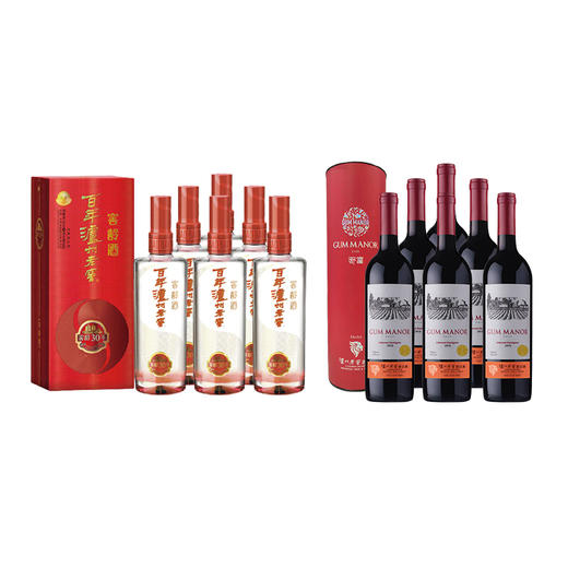 52度百年泸州老窖窖龄酒30年500ml*6+舒富美乐/赤霞珠红葡萄酒750ML*6 商品图0