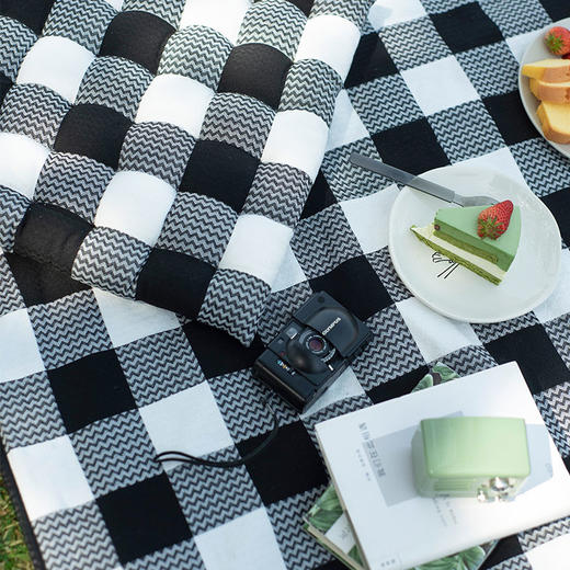 经典黑白格野餐垫户外便携野炊垫 商品图2