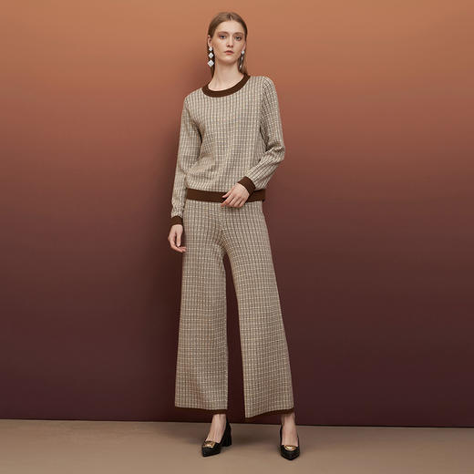 EITIE爱特爱秋季新款宽松休闲裤简约气质针织阔腿裤6701407 商品图3