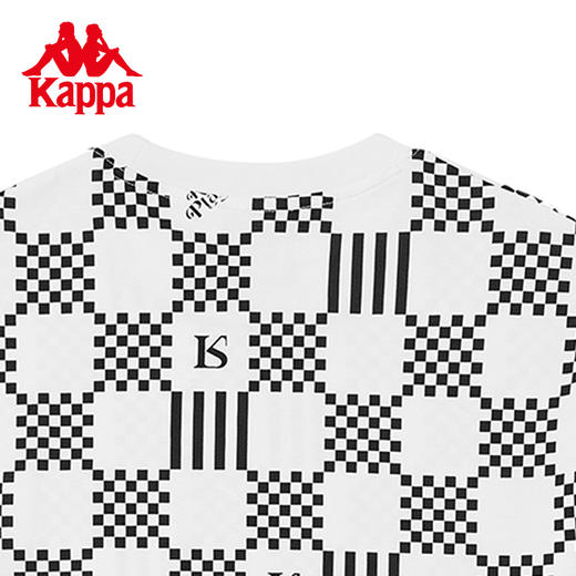 Kappa卡帕棋盘格短袖2022新款情侣男女运动T恤夏季休闲圆领半袖K0CY2TD75 商品图3