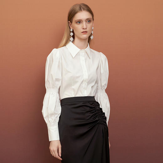 EITIE爱特爱秋季新款纯色通勤百搭衬衬衣女士小上衣6709407 商品图1