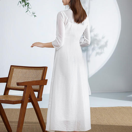 醉蝶 复古刺绣禅服系带裹身连衣裙 OG6306 商品图2