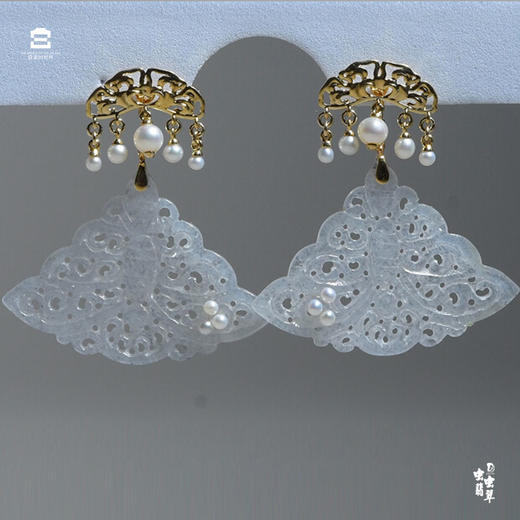 宫里的世界&虫虫翡翠 凤冠霞披款9K淡水珍珠翡翠两用款耳饰 多款可选 商品图6