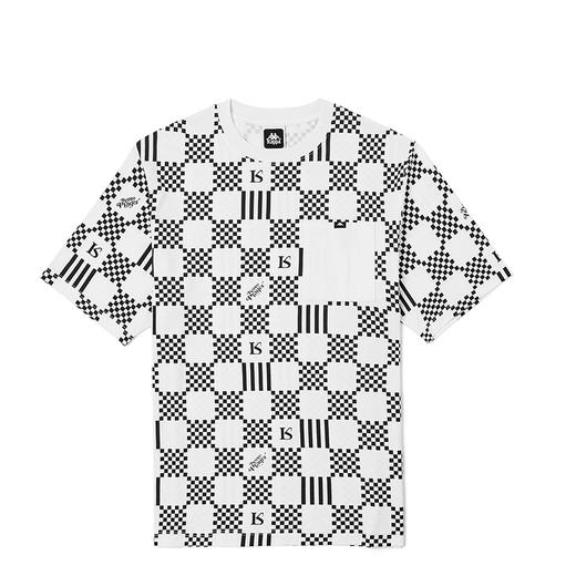 Kappa卡帕棋盘格短袖2022新款情侣男女运动T恤夏季休闲圆领半袖K0CY2TD75 商品图0