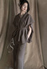 Mark Kenly Domino Tan   冷灰色/黑色BESS V领无袖宽松系带上衣 商品缩略图0