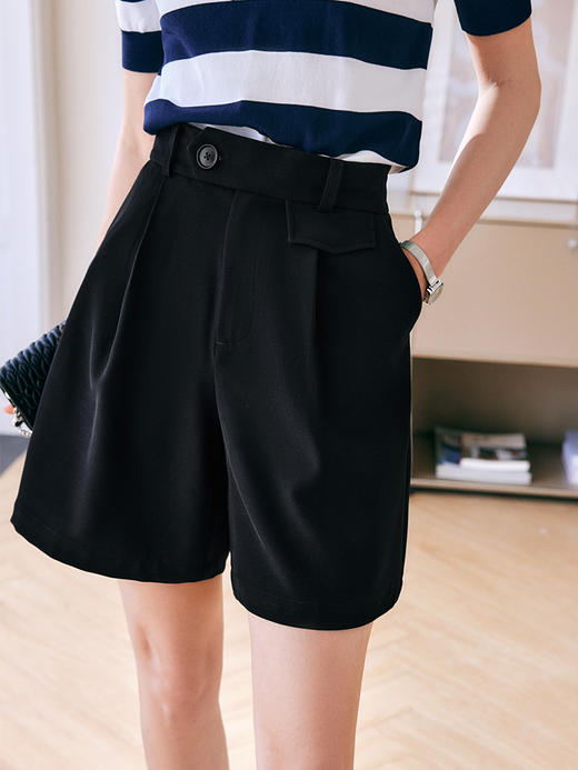 欧芮儿OLrain法式绿色休闲裤女夏季2022新款高腰薄款短裤五分裤 商品图1