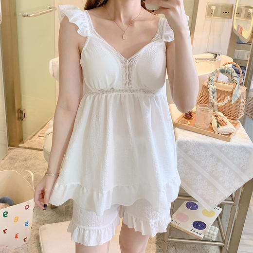 无袖背心带胸垫花边睡衣仙女套装 QYSY980 商品图0