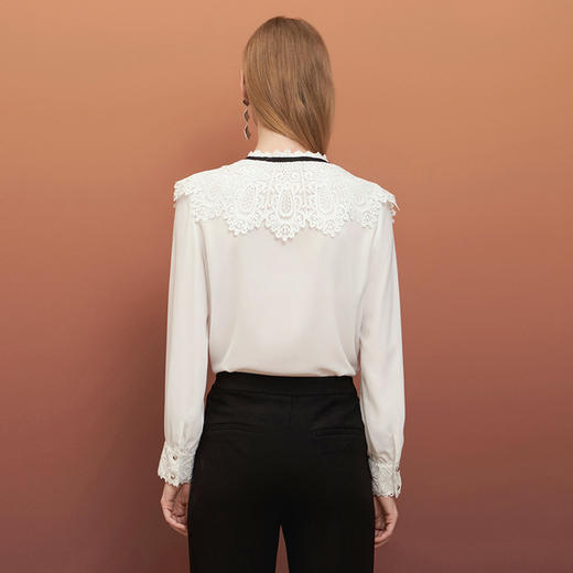 EITIE爱特爱秋季新款时尚温柔可爱百搭显瘦飘带上衣衬衫6709402 商品图4