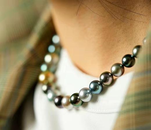 9-12mm大溪地黑珍珠混彩黑珍珠整圈项链 商品图3