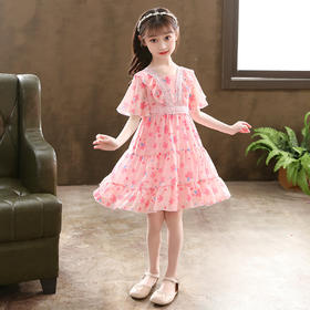 儿童洋气碎花刺绣裙子中大童裙LS-03P530