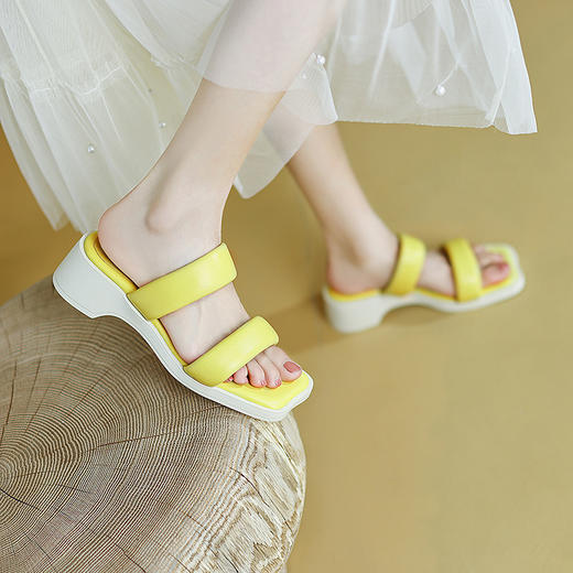 外穿坡跟真皮凉拖鞋新款女鞋高跟防水台拖鞋OLD-m969aa 商品图1