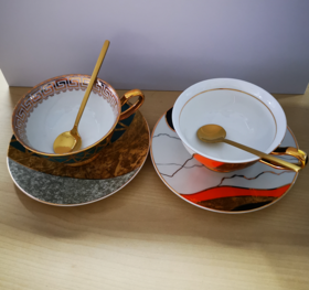 华彩金边咖啡对杯