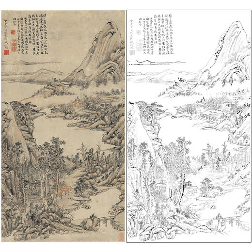 黄溱工笔画白描底稿山水底稿FS24 商品图0