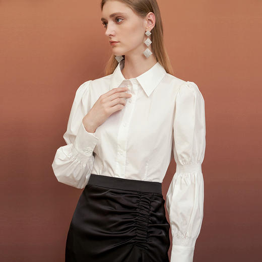 EITIE爱特爱秋季新款纯色通勤百搭衬衬衣女士小上衣6709407 商品图2
