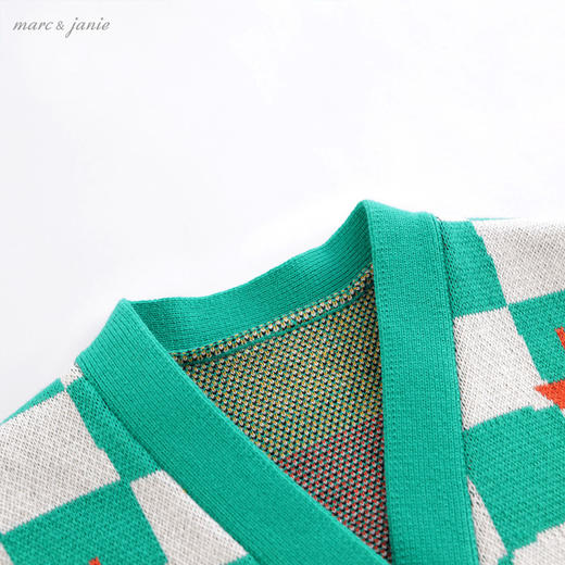 【打折】马克珍妮秋装 男童绿格子纯棉针织马甲221501 商品图2