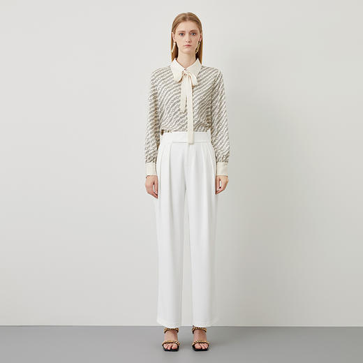 EITIE爱特爱秋季新款时尚通勤印花飘带衬衫女上衣6709415 商品图3