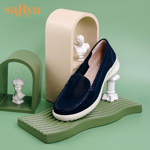 商场同款| 索菲娅透气优选牛皮按摩舒适底豆豆鞋2022秋新款妈妈单鞋SF23111042 商品图5