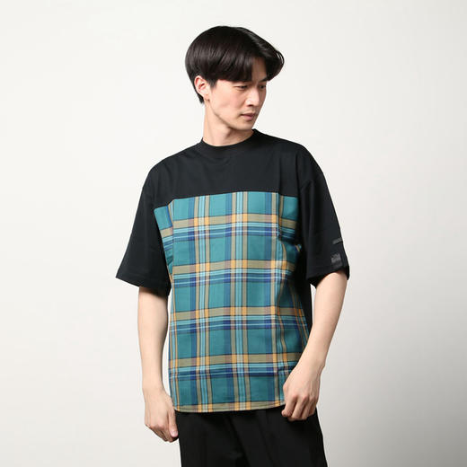 N.HOOLYWOOD SHORT SLEEVE T-SHIRT 格子拼接廓形圆领短袖T恤 商品图1