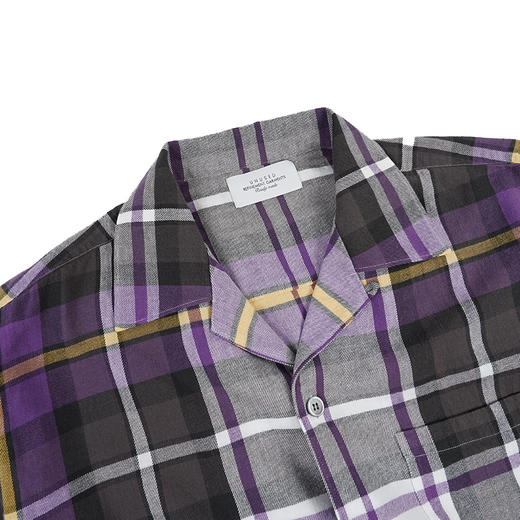 UNUSED FRINGE BIG CHECK SHIRT 水洗做旧流苏拼接格子短袖衬衫 商品图4