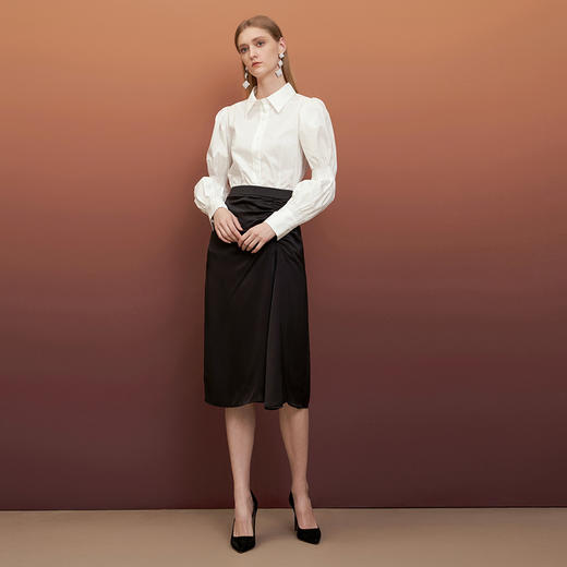 EITIE爱特爱秋季新款纯色通勤百搭衬衬衣女士小上衣6709407 商品图3