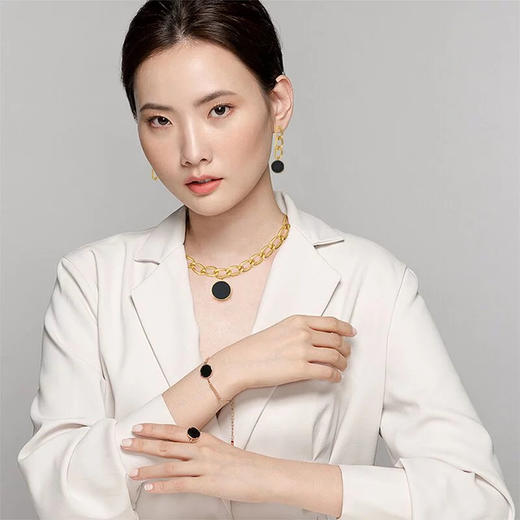 天然墨翡翠时尚金属链耳饰 Tracey Chen 商品图1