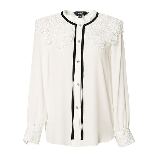 EITIE爱特爱秋季新款时尚温柔可爱百搭显瘦飘带上衣衬衫6709402 商品图5