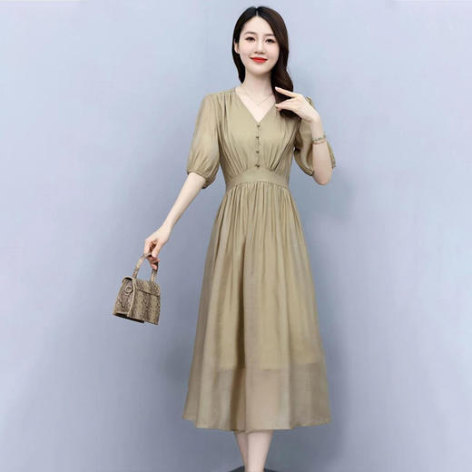 连衣裙女2022新款夏季感法式高腰显瘦泡泡袖惊艳长裙 YYM1236 商品图3