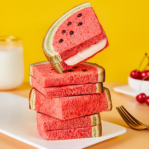 [屁侠推荐]有颜有料的 吃瓜群众大爱的 a1夹心吐司面包 西瓜/哈密瓜/火龙果 商品图0