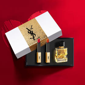 【8.4七夕节】YSL圣罗兰新款礼盒套装香水口红浮雕三件套自由之水7.5ml小金条口红1g#21-28色号