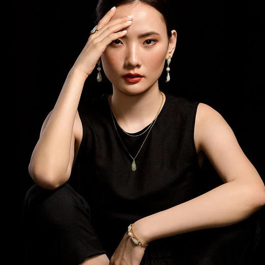 天然翡翠日本Akoya珍珠菱形水滴手链 Tracey Chen 商品图1