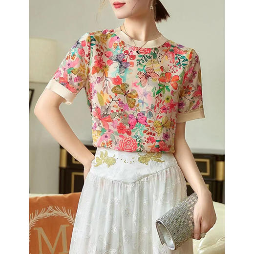 三色清新甜美02双绉真丝衬衫 NSM-MS003 商品图5