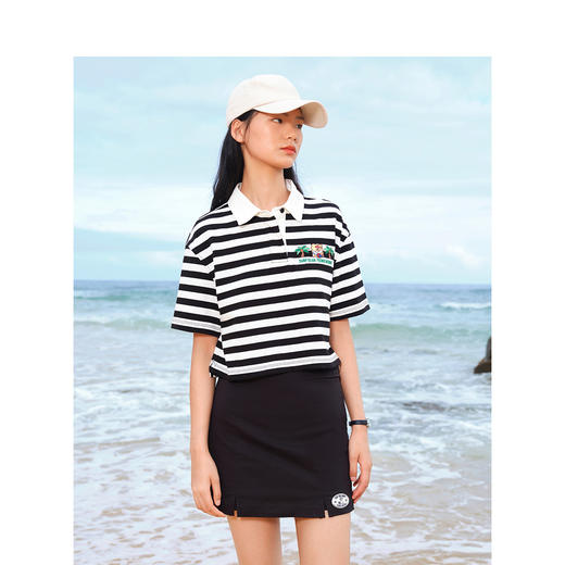 TeenieWeenie小熊卡通条纹POLO衫T恤女夏季女t恤TTHS226504N 商品图2